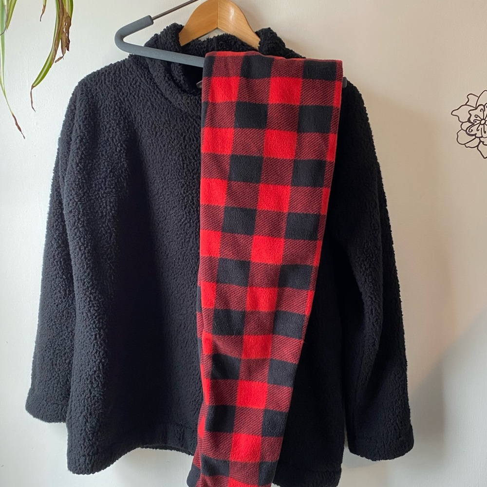 Black Red Plaid Buffalo Fit Small Pajama Set